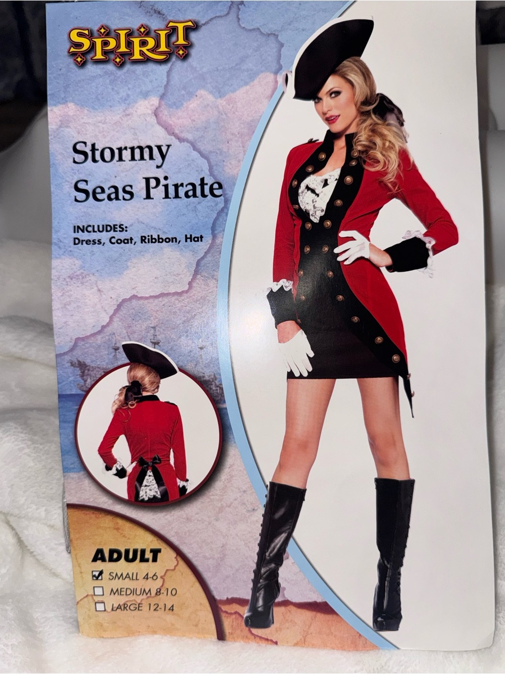Spirit Stormy Seas Pirate Costume Jacket Coat & Hat Women Small 4-6